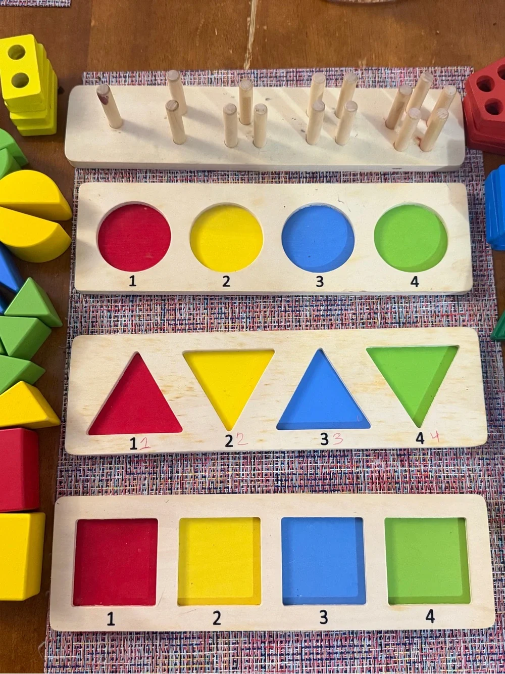 PlayTive Wooden Shape Sorting Puzzle 4 set learning Boards Montessori Toy